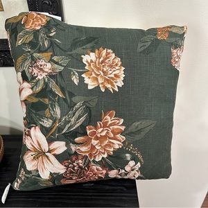 Threshold Floral Accent Pillow - Green and Orange